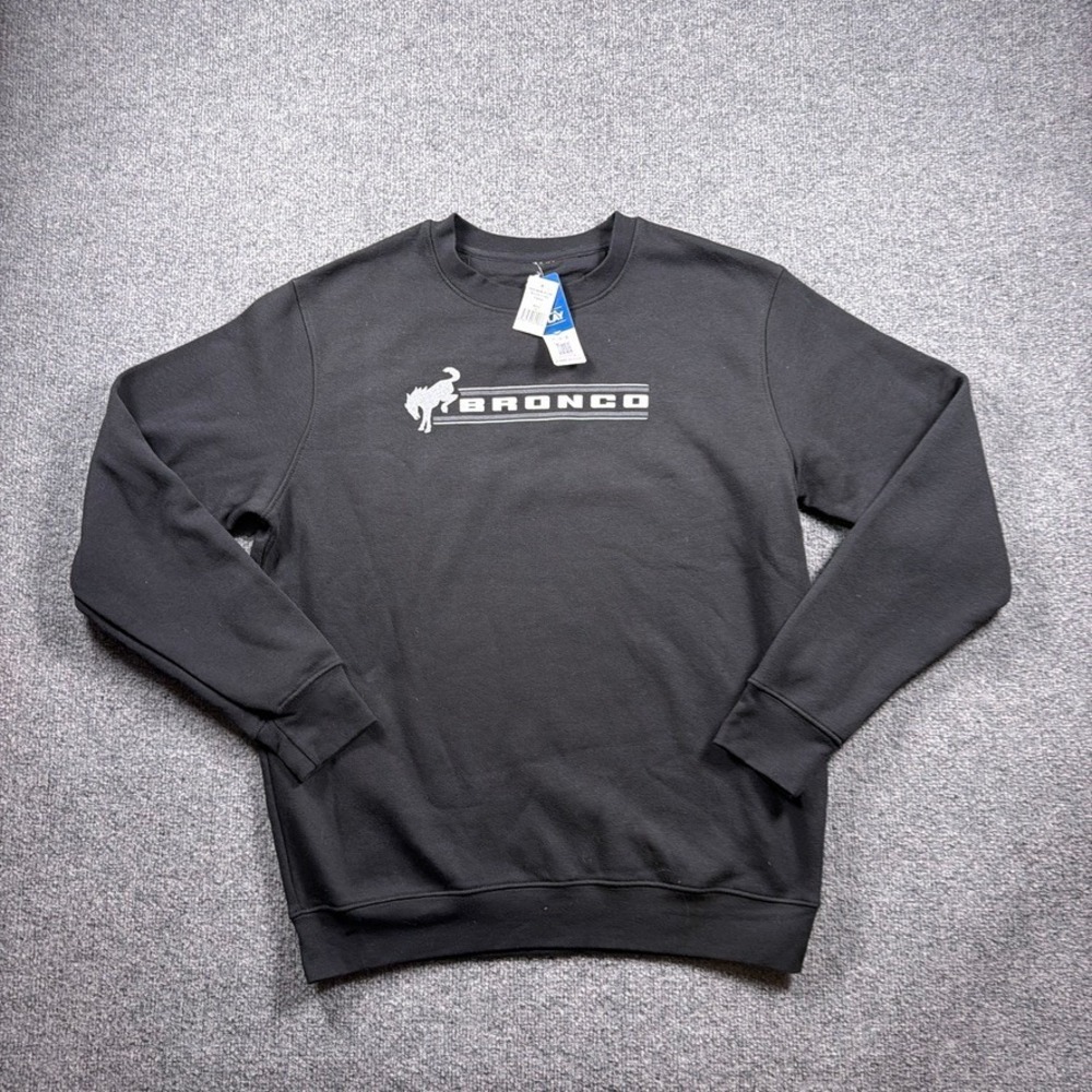 Ford Bronco Sweatshirt Men Large Black Graphic Crewneck Fleece Pullover NWT
